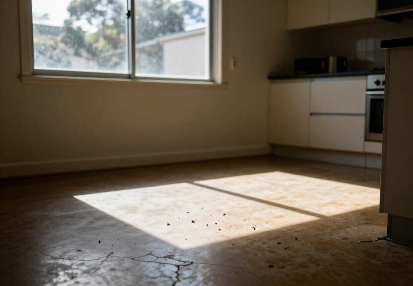 Rodent droppings in a Clyde storage area before treatment